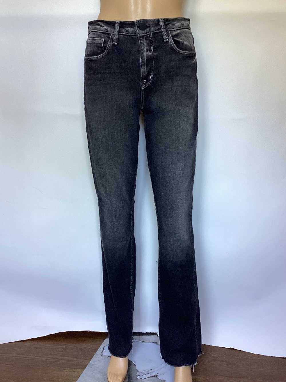 L’AGENCE Ruth Straight Leg High Rise Raw Hem Jeans In Volta Sz 27